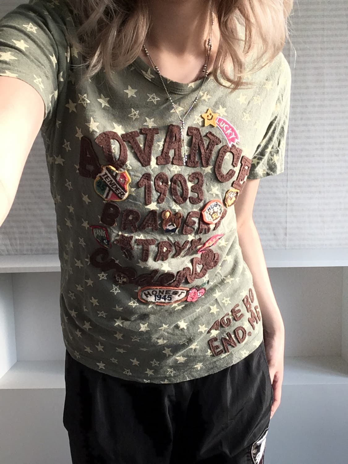 jpn vintage star nerd patch half t shirt 상품이미지6