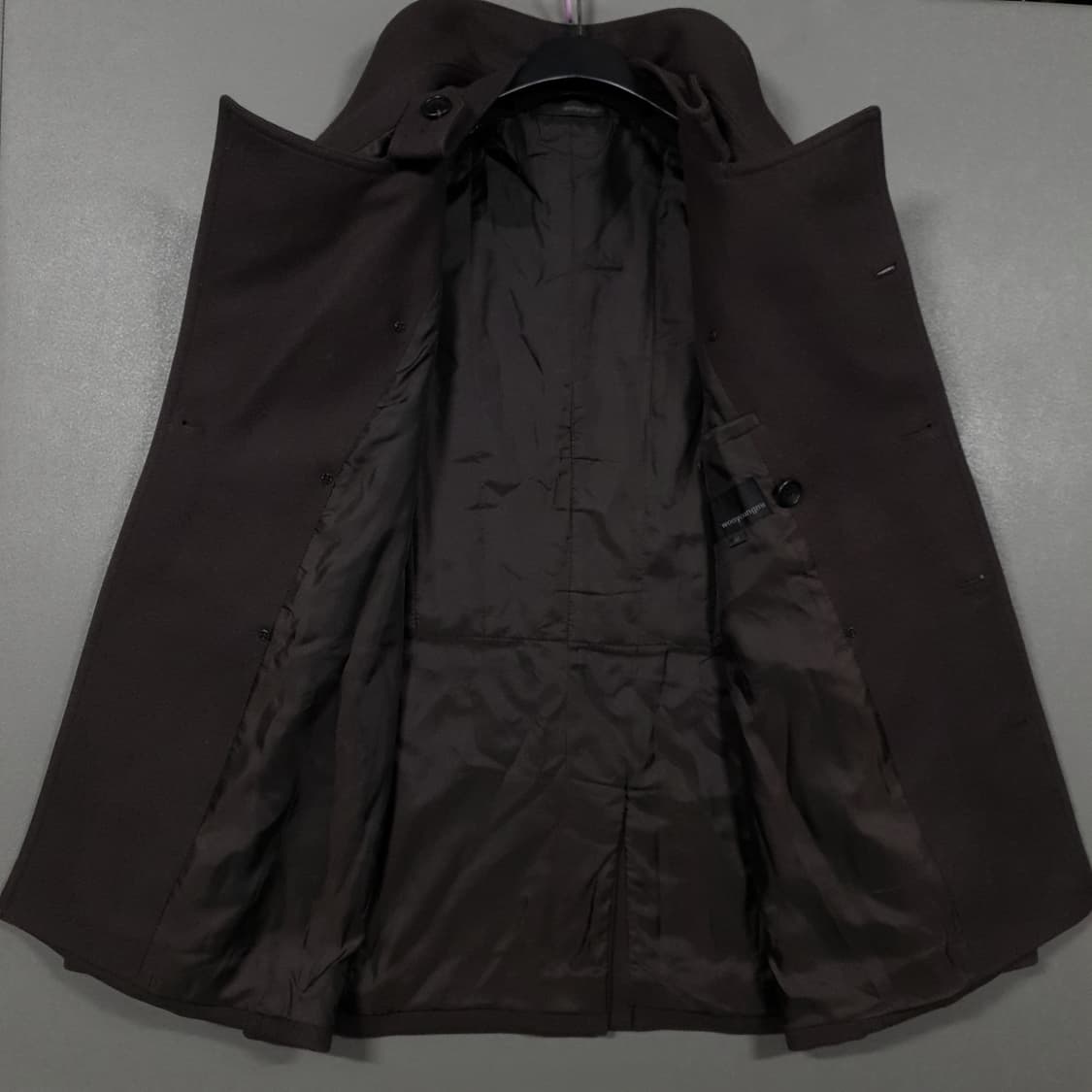 국내 105) 우영미 클래식 더블 버튼 피코트 울 모 하프 코트 브라운 상품이미지7