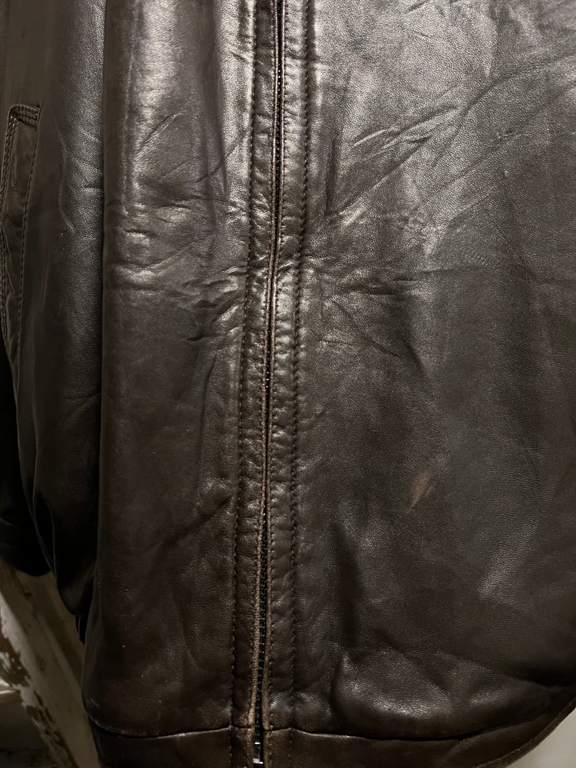 [2XL]90's 타미힐피거 USA 리얼레더 브라운 드리즐러 자켓 상품이미지3