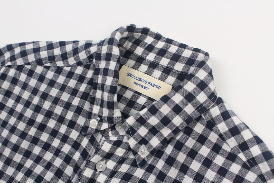 BEAMS BOY Gingham Check Linen Pullover S 상품이미지3