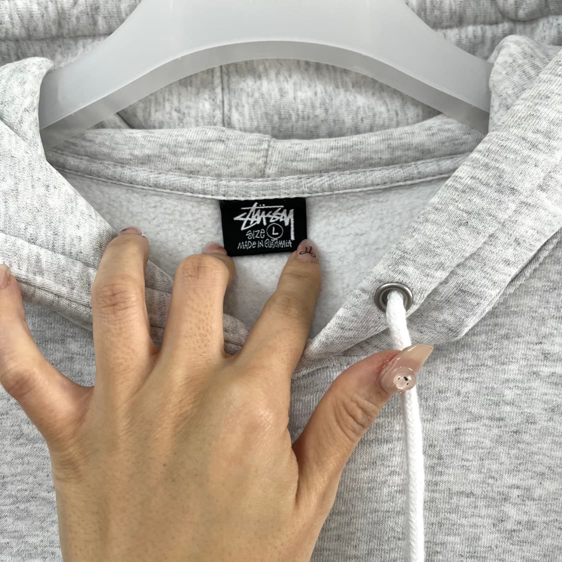 스투시 스탁로고 애플리크 애쉬헤더 후드티 상품이미지5