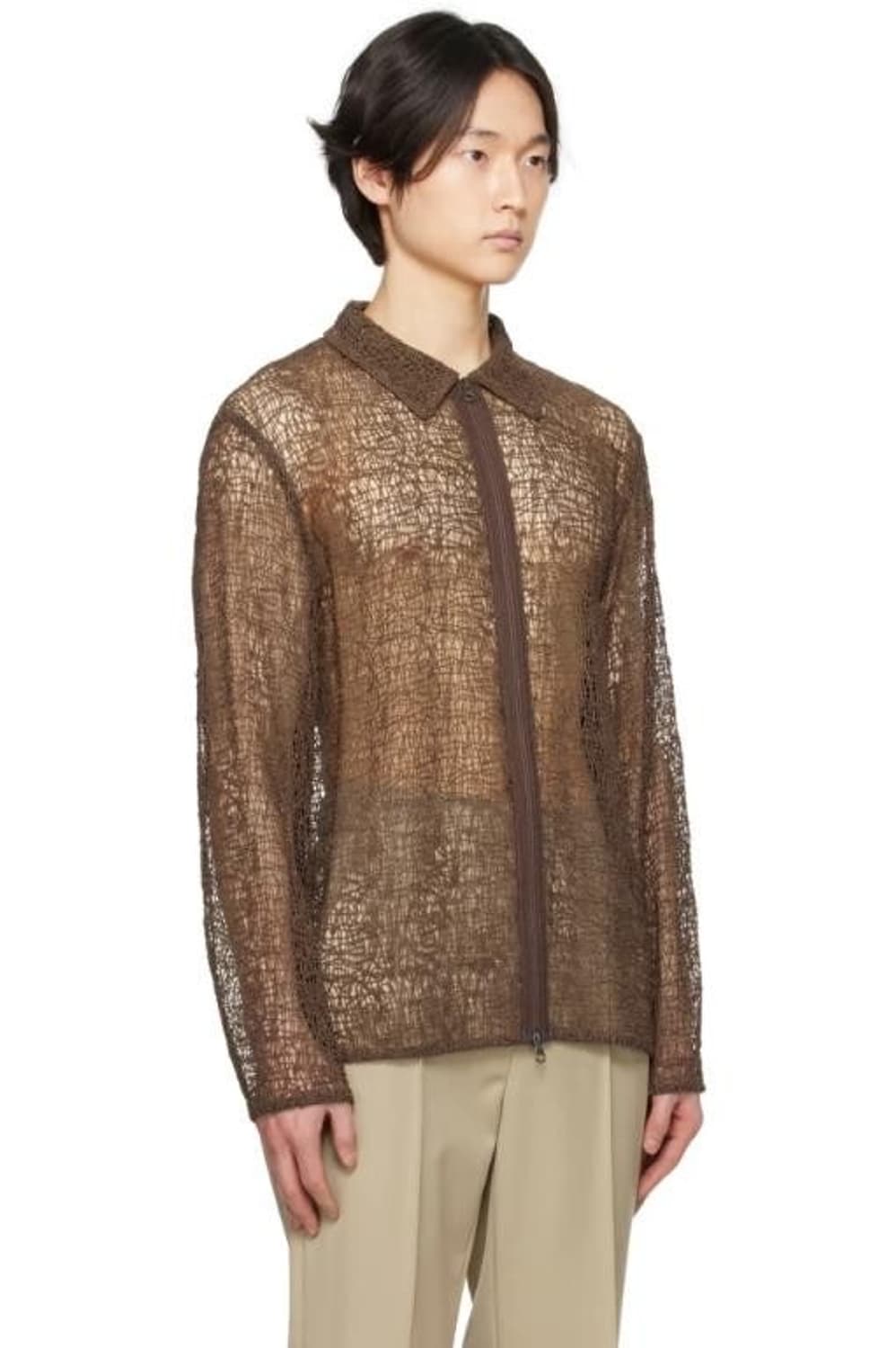 아모멘토 시스루 집업 셔츠 민트 L 상품이미지1