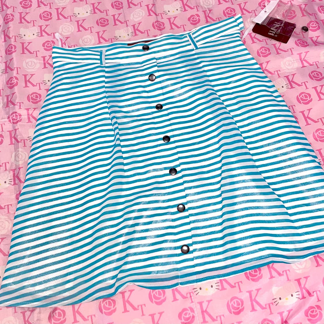 민트 스트라이프 미디 스커트 셔츠 빈티지 탑 상품이미지1
