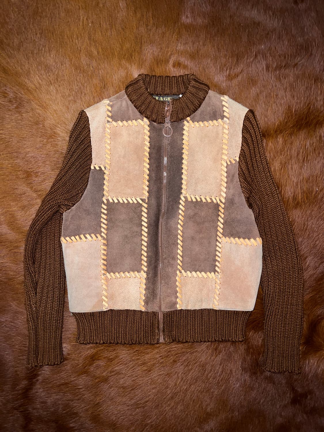 Suede Patch Knit Jacket  상품이미지1