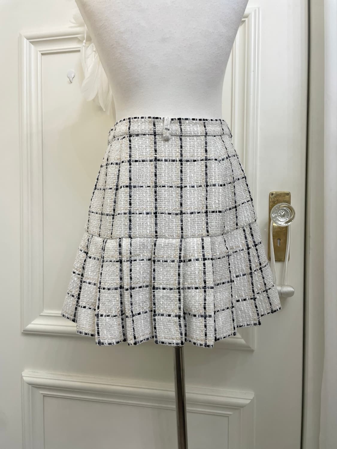 white check tweed pleats lovely skirt 상품이미지4