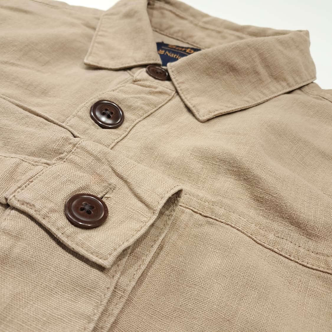CK057 L 바버 린넨코튼 플리츠포켓 샌드브라운 셔츠 남방 상품이미지4
