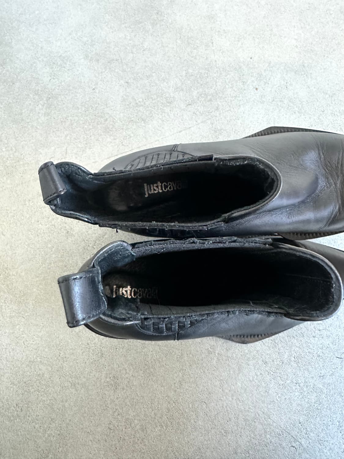 저스트 카발리 스퀘어토 블랙 레더 앵클부츠 상품이미지6