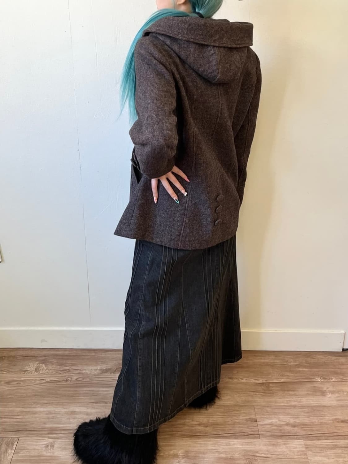 도트 후드 코트 상품이미지3