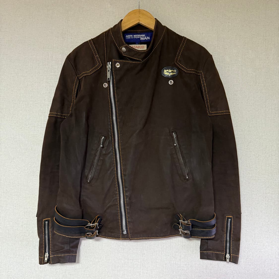 [L]준야와타나베x루이스레더 03AW 브라운 몰스킷 라이더 자켓 상품이미지1