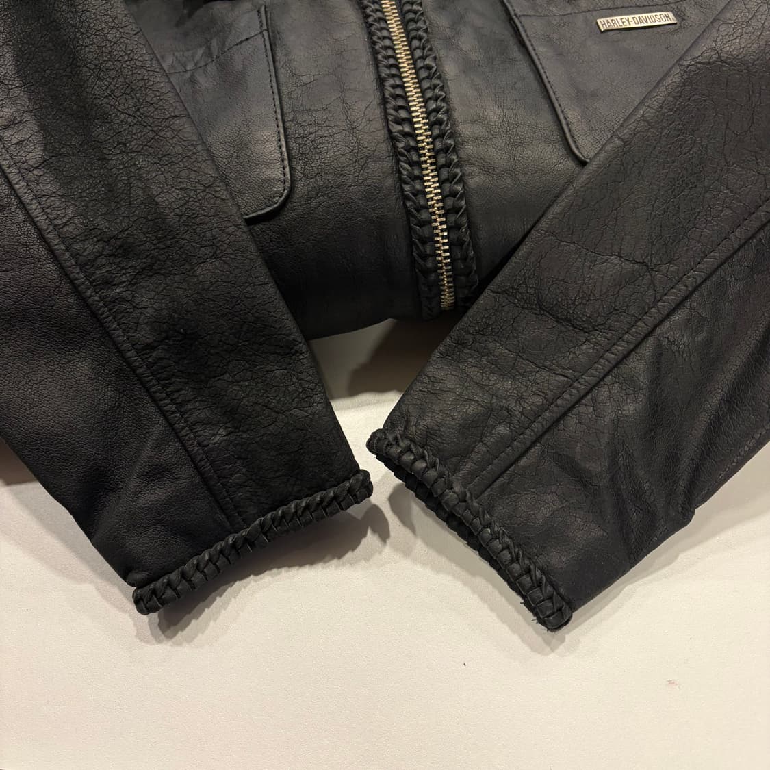 [L] 할리데이비슨 우먼 블랙 가죽 레더 자켓 B966 상품이미지9