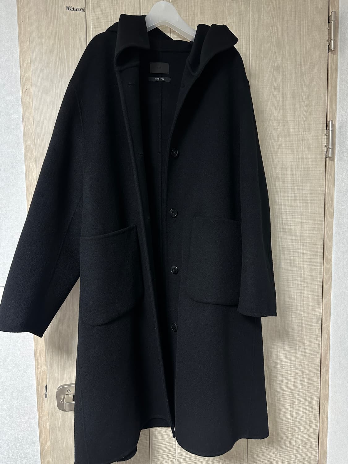 ORE 오어 캐시울 핸드메이드 후드 코트 블랙 1회착 상품이미지5