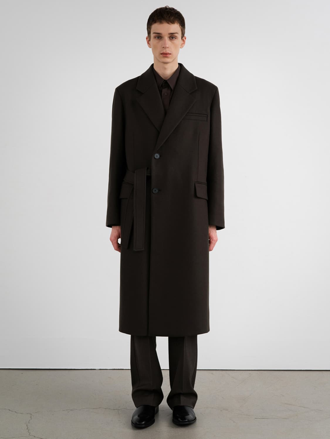 인사일런스 울캐시미어  스트랩 하프 더블코트(BROWN/S)쿠어/벨리에 상품이미지5