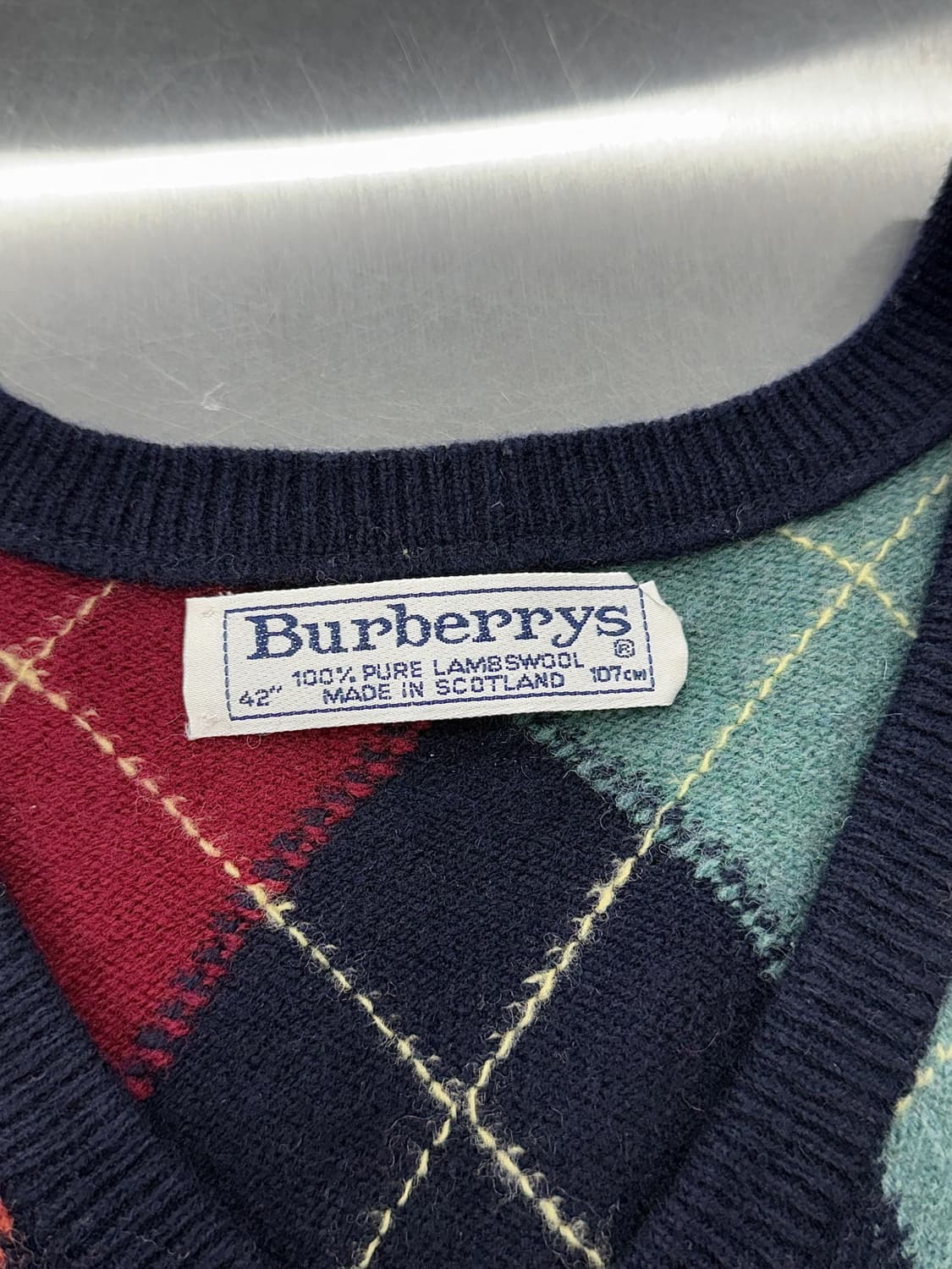 버버리 90s 아가일 브이넥 램스울 니트 스웨터 상품이미지7