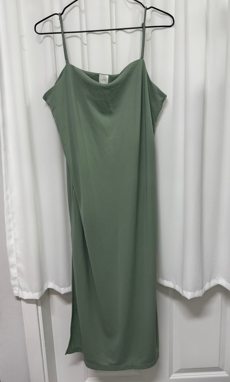 H&M 끈나시 롱 원피스 카키 슬릿 상품이미지4