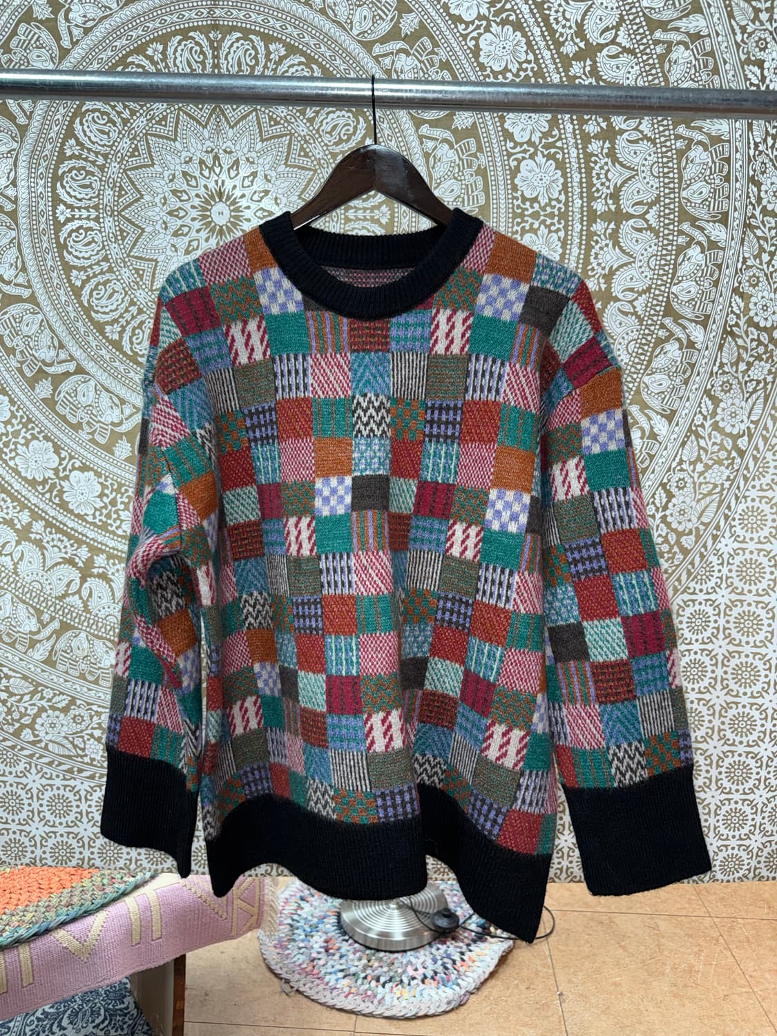 빈티지 패턴 체크 니트  상품이미지2