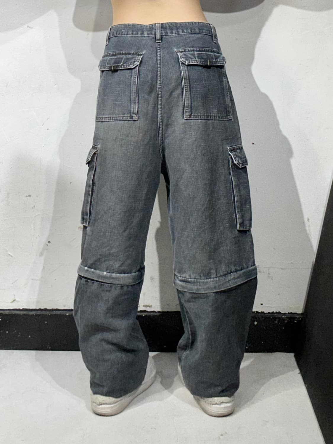 빈티지 RAZZO 중청 대대장 유틸리티 절개 와이드 데님 팬츠 청바지  상품이미지3