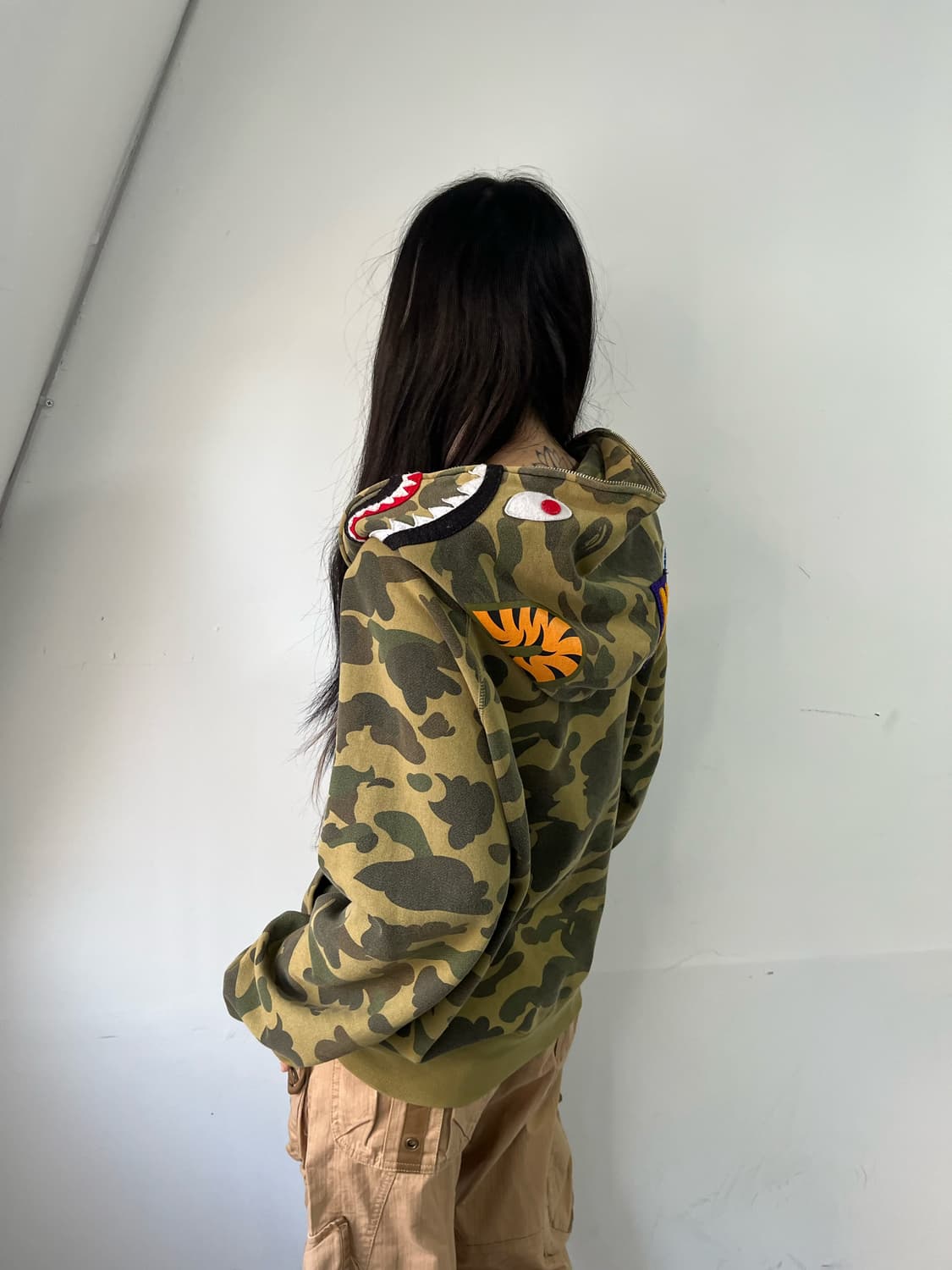베이프 녹계 카모 샤크 후드집업 상품이미지7