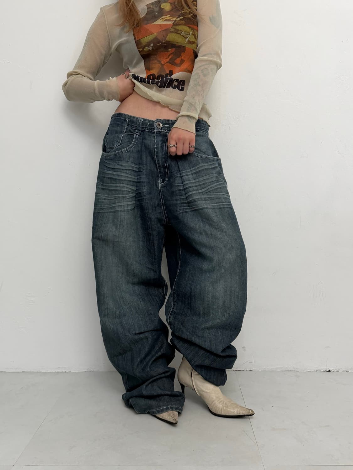 스트링 와이드 데님 상품이미지2