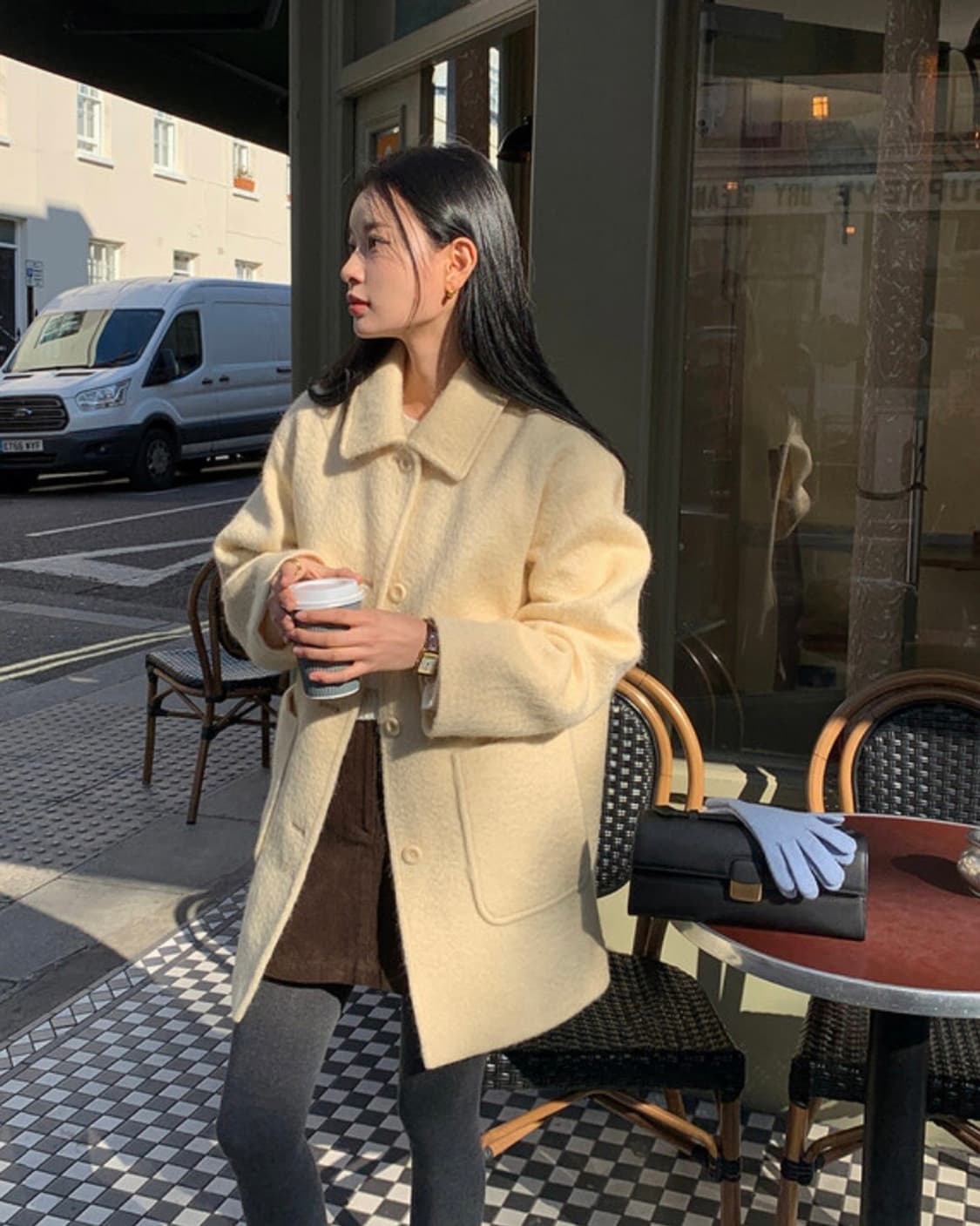에드모어 울 모헤어 싱글 하프 코트_버터 상품이미지2