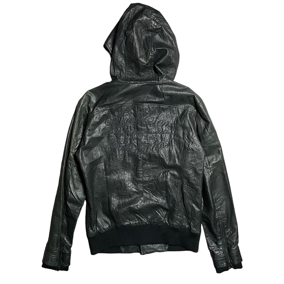 BLACK SENSE 사선 집업 레더 후드 자켓 상품이미지4