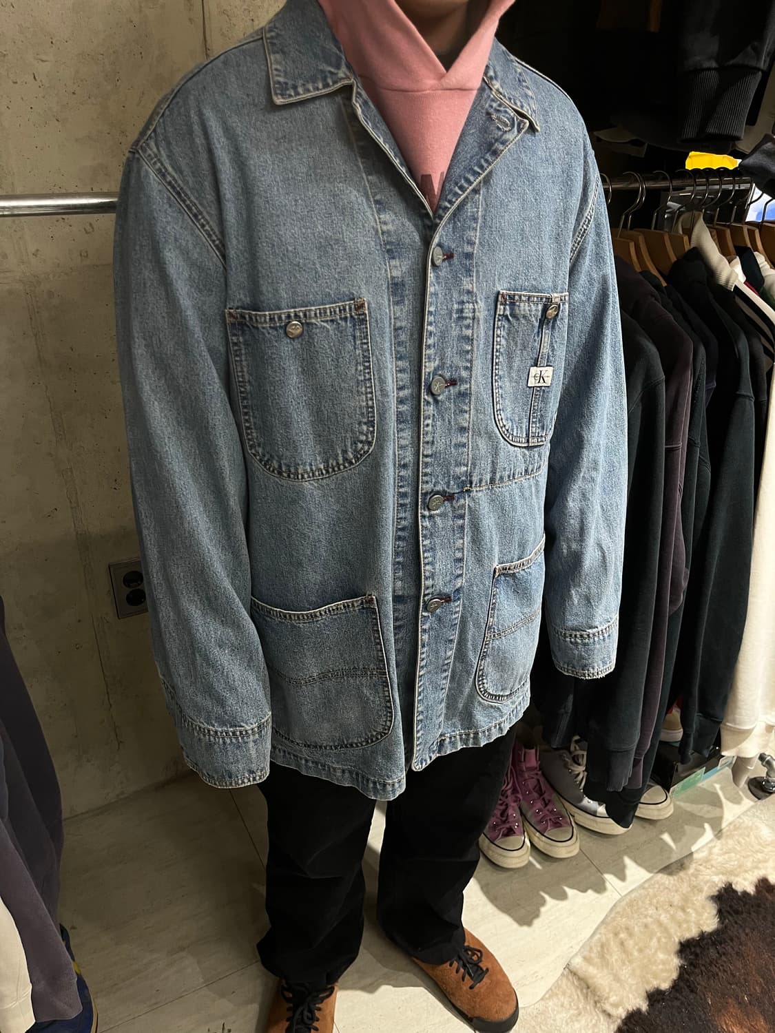 90s USA CALVIN KLEIN DENIM CHORE COAT 상품이미지3