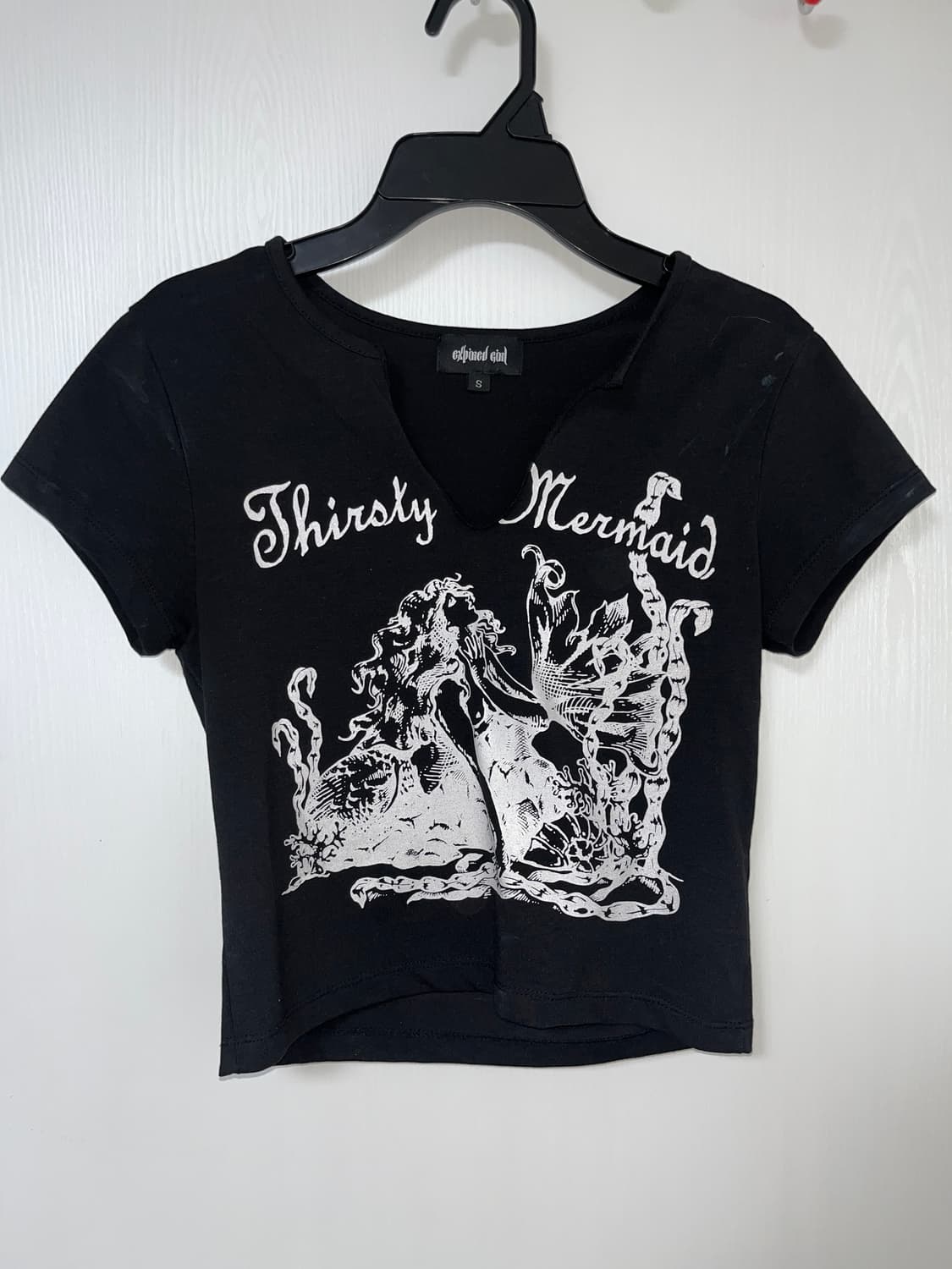 익스파이어드걸 블랙 세이렌 크롭반팔 S 상품이미지1