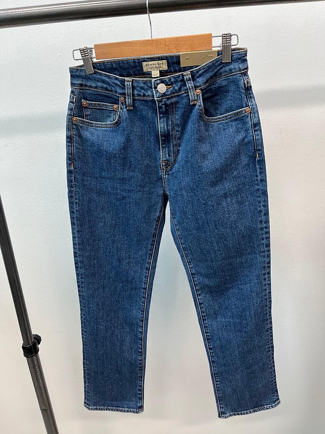 여) 버버리 자수 중청 크롭진  상품이미지4