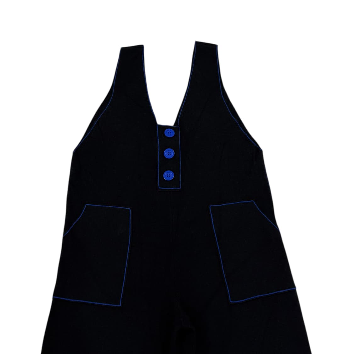 럭키슈에뜨 스티치 니트 점프수트 바지 블랙 블루 상품이미지2