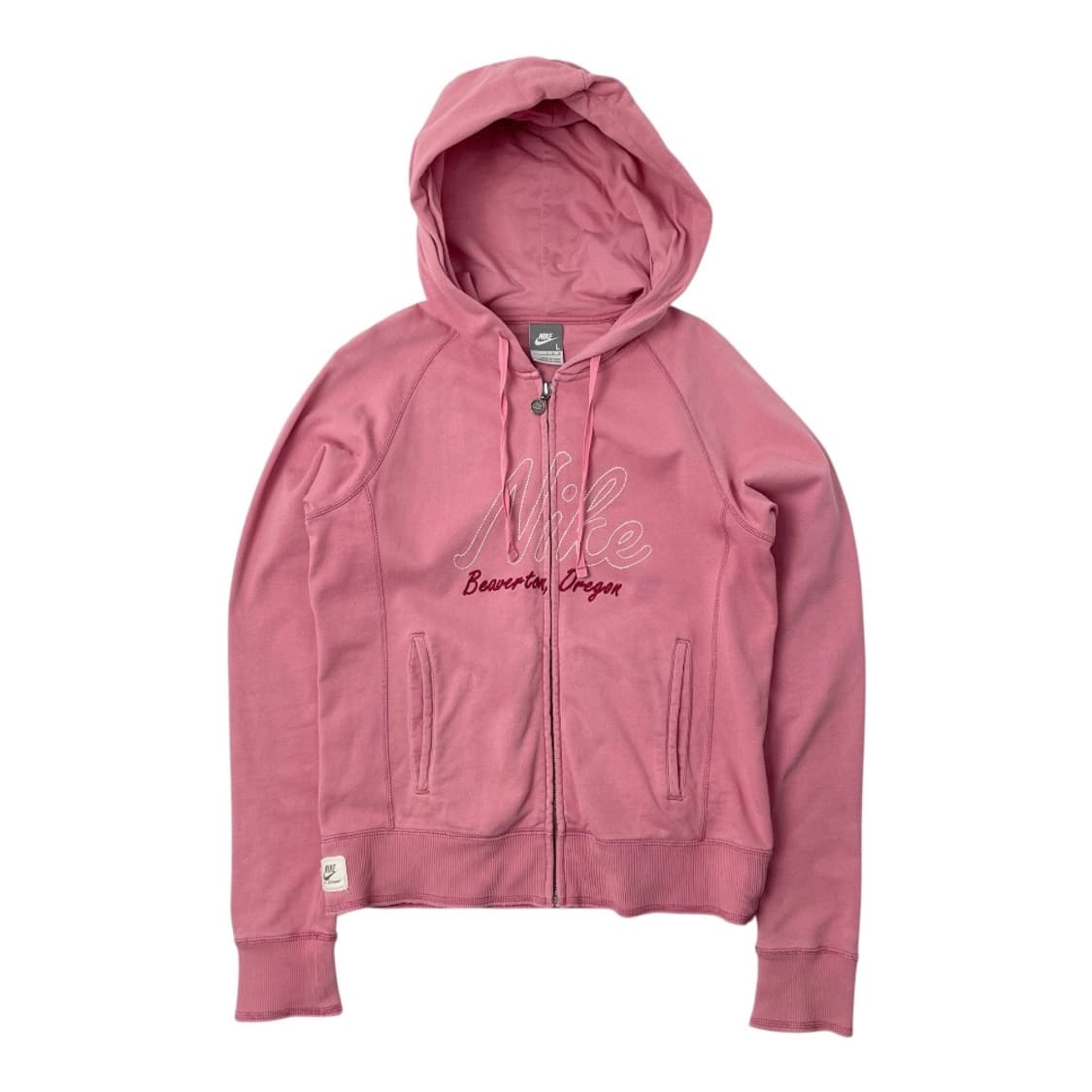 [중고] 나이키 여성 자수 로고 후드집업 핑크 L 상품이미지1