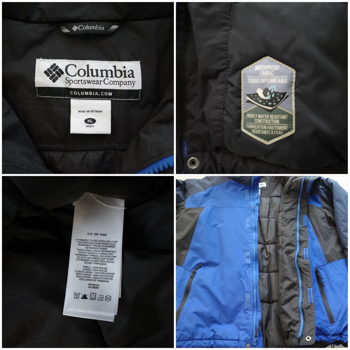 90s 컬럼비아 옴니쉴드 패딩 자켓 블루 XL 상품이미지5