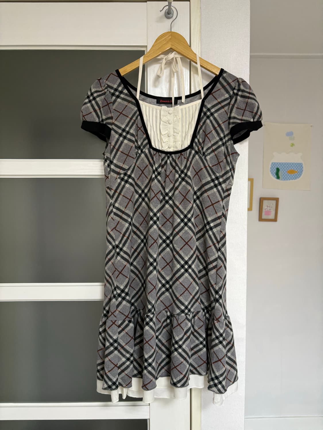 그레이 체크 원피스  상품이미지1