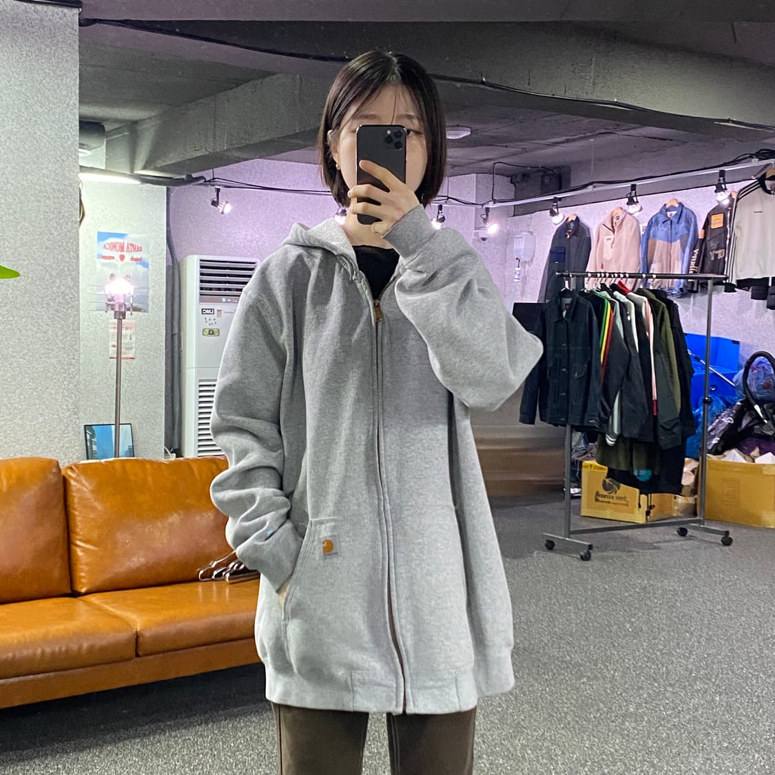 칼하트 오리지널핏 포켓로고 후드집업 B4394 상품이미지1