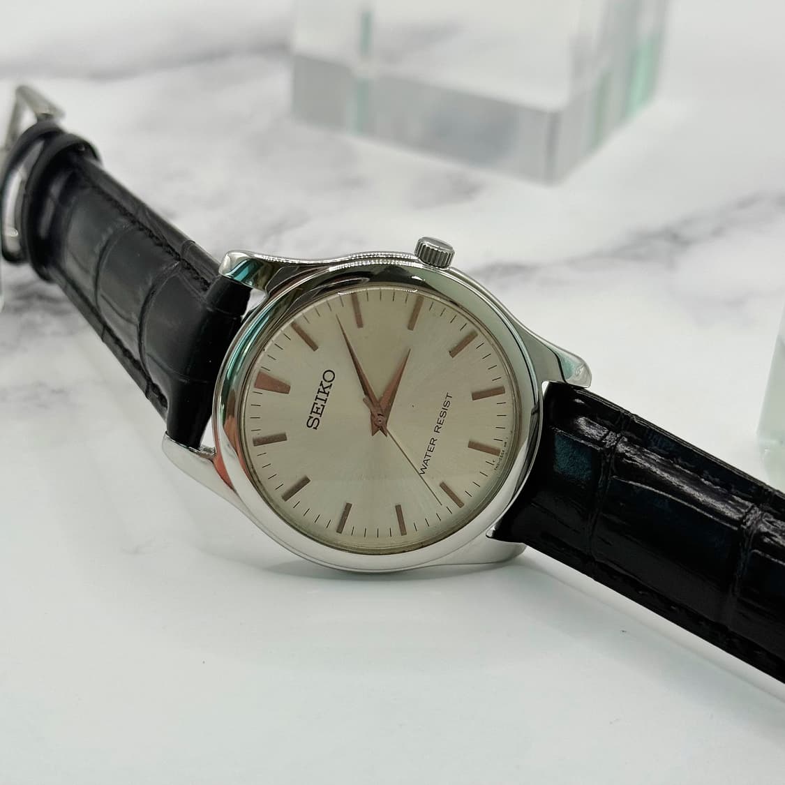 90s00s 빈티지 세이코 미니멀리즘 실버 썬레이 드레스 워치 상품이미지7