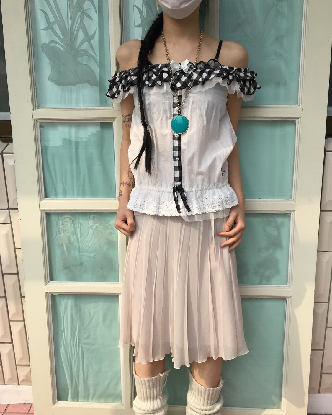 Check pattern frill point sleeveless 상품이미지7