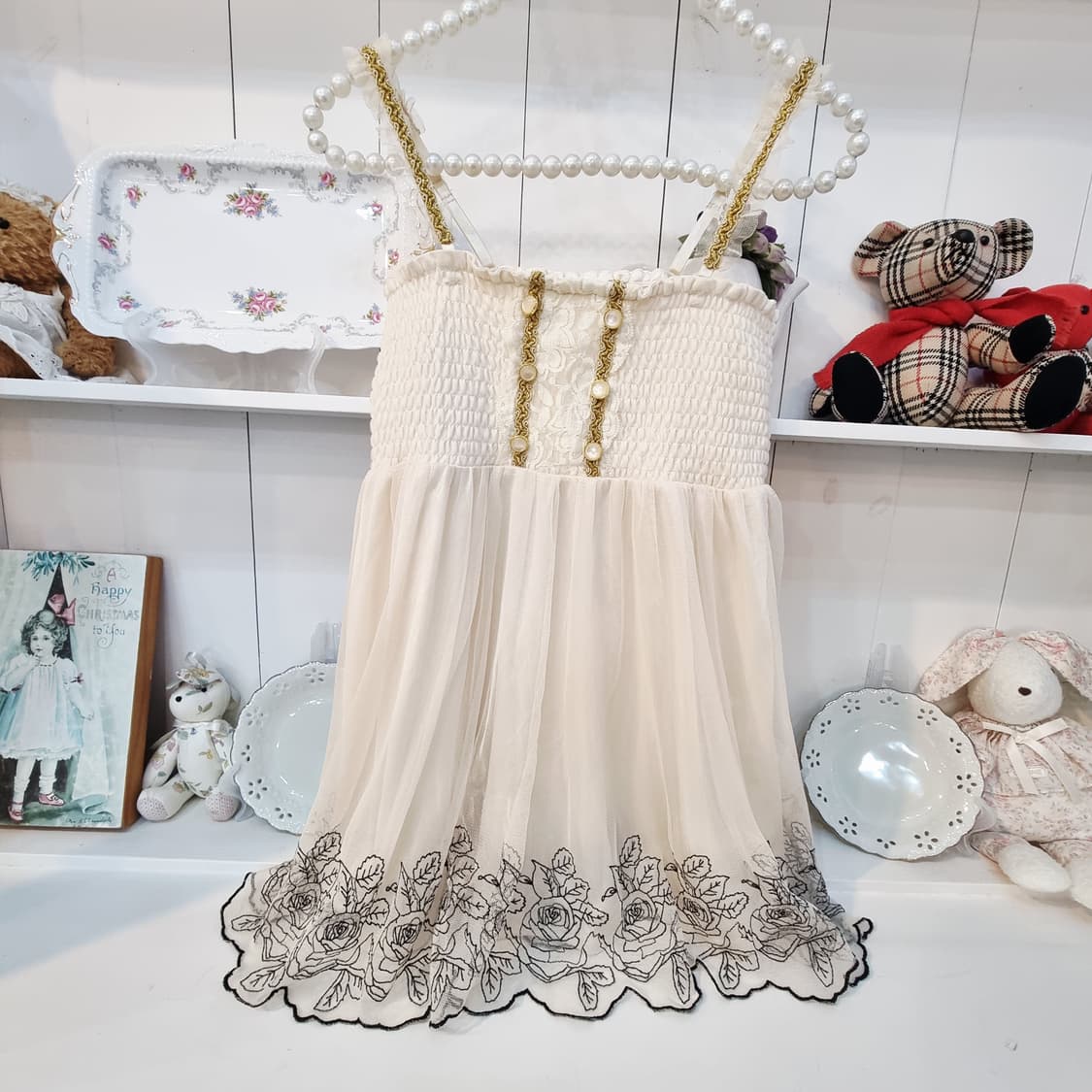 axes femme 로즈자수 쉬폰미니원피스 상품이미지1