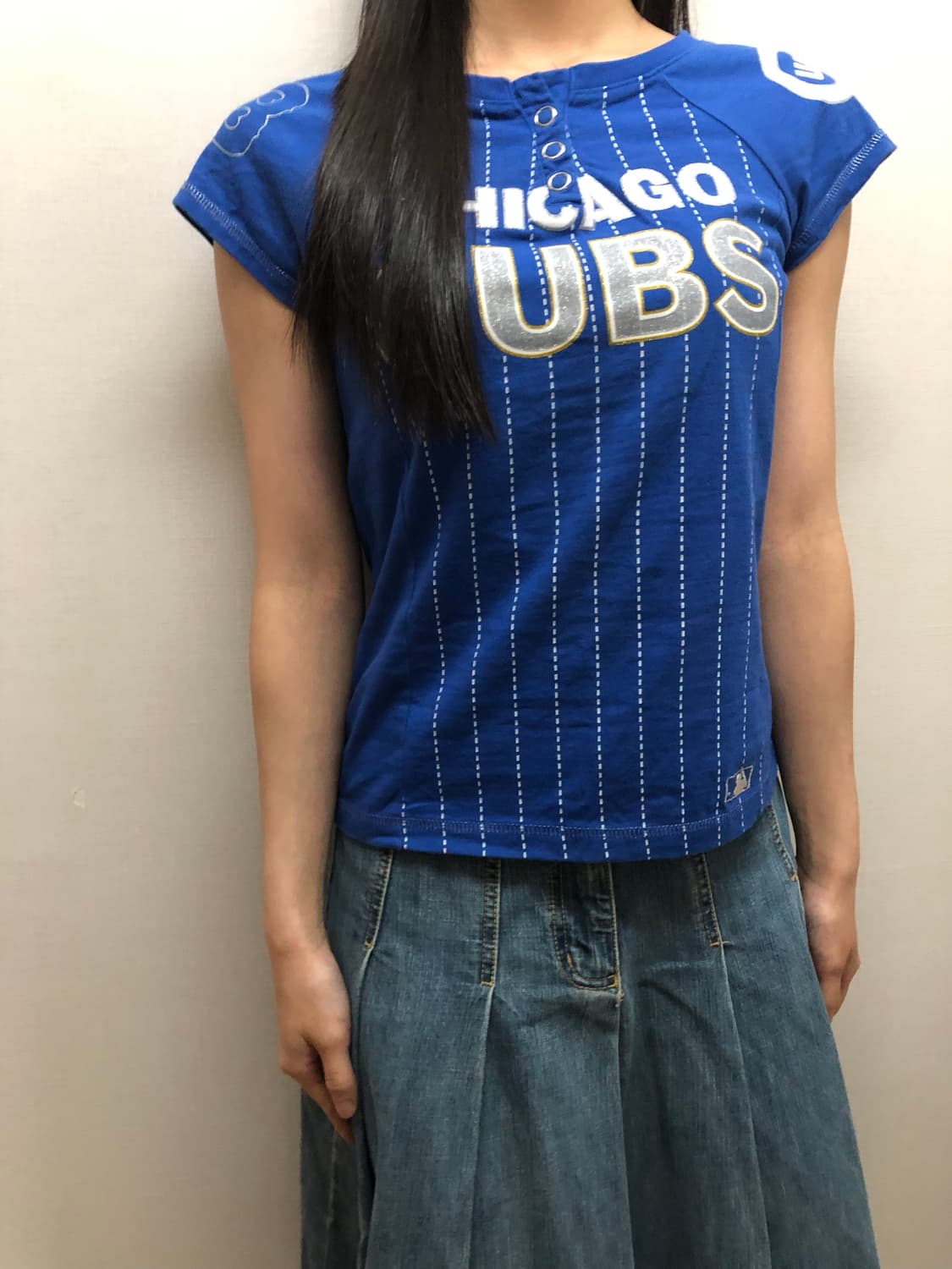 빈티지 mlb 블루 스트라이프 티셔츠 상품이미지9