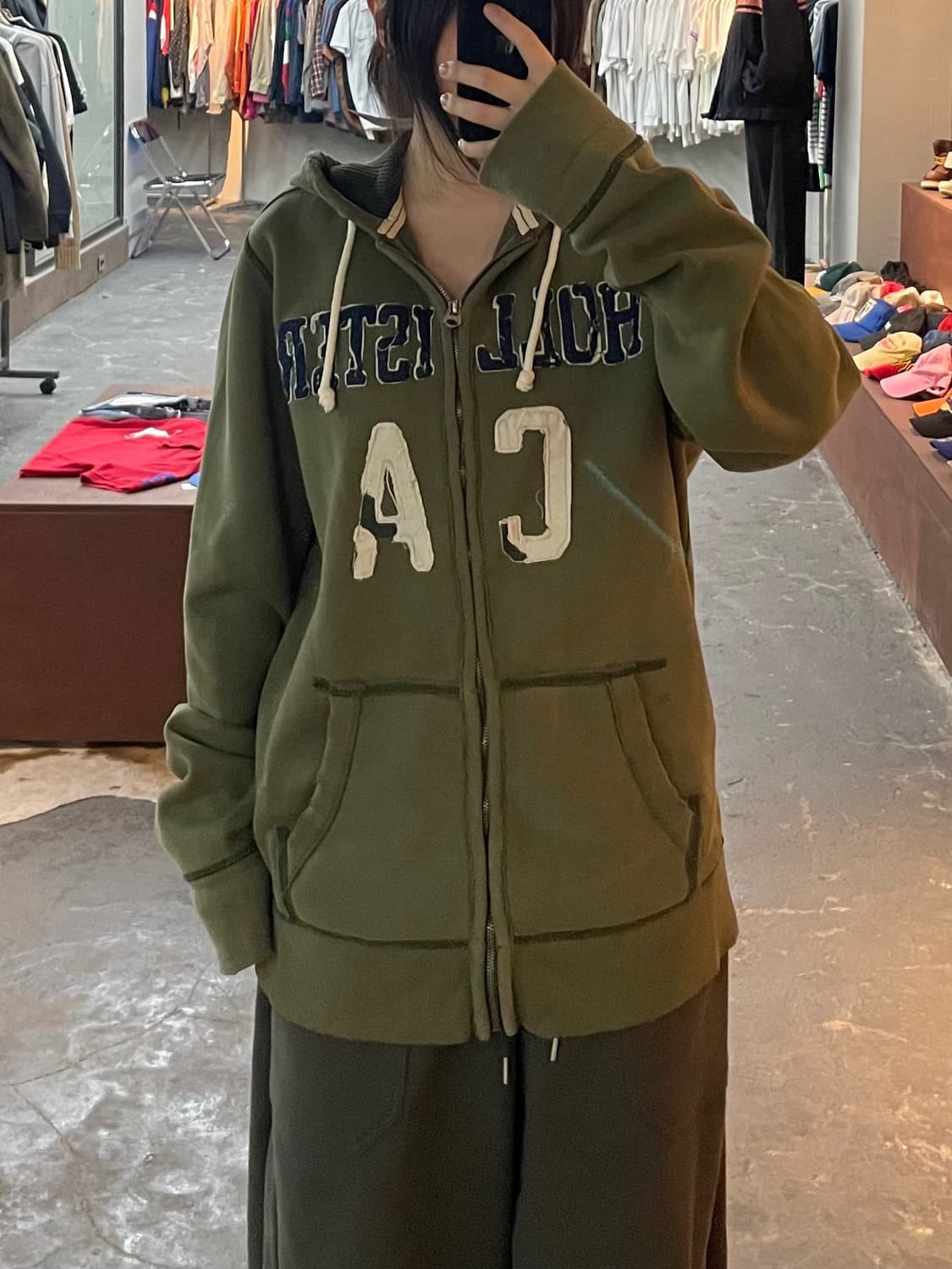 홀리스터 데미지 카키 후드집업 H2581 상품이미지1