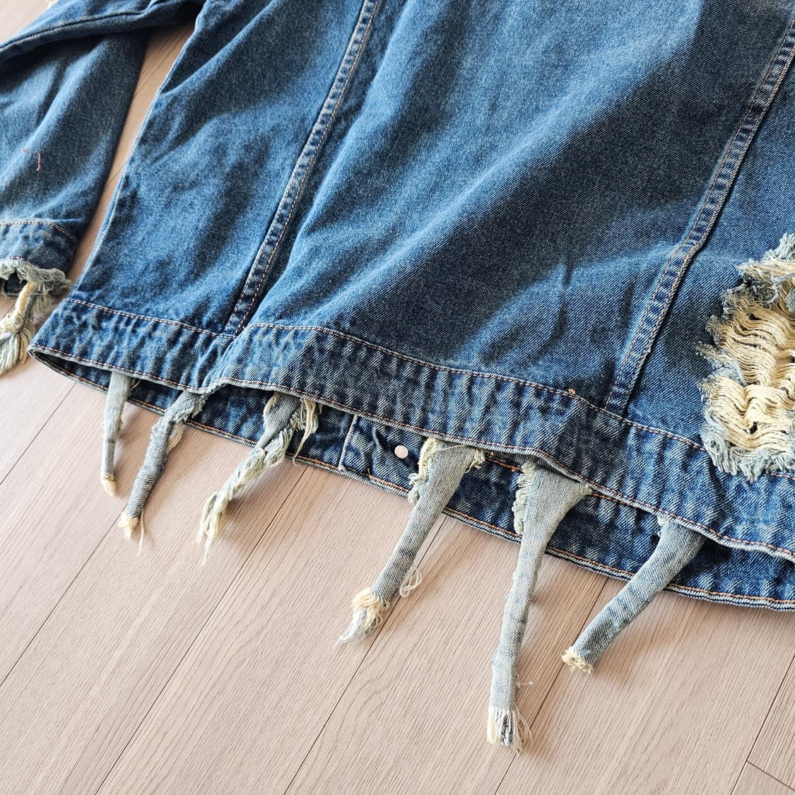 XL 105 ) Big Sam Stay High 빈티지 데미지 청자켓 상품이미지4