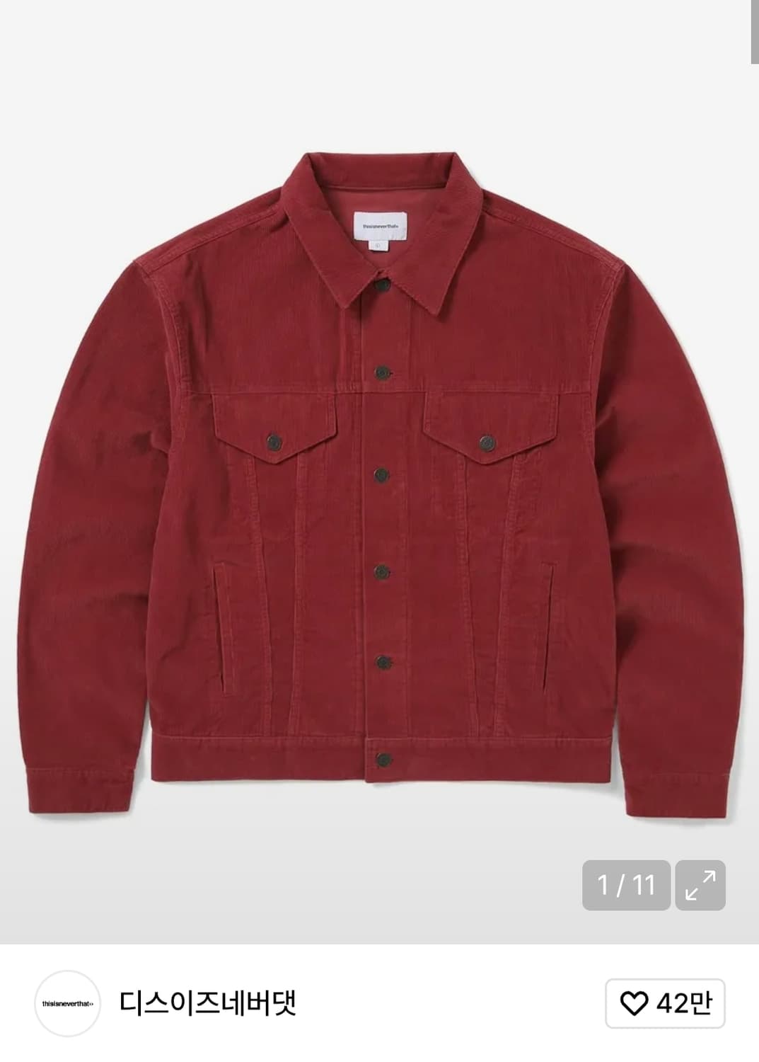 디스이즈네버댓 코듀로이 트러커 자켓 레드 상품이미지1
