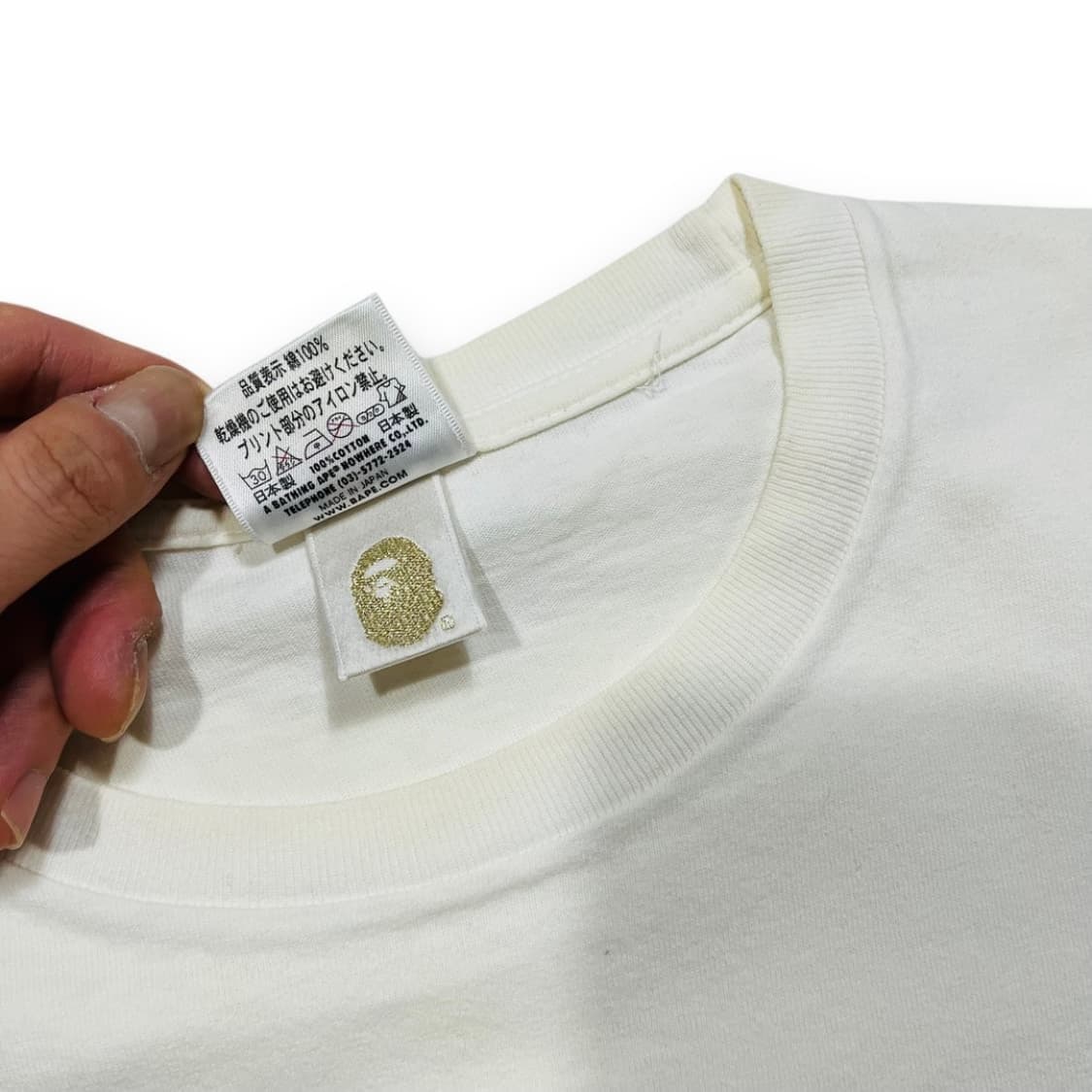 베이프 비지웍스 시리즈 화이트 빈티지 반팔 티셔츠 상품이미지5