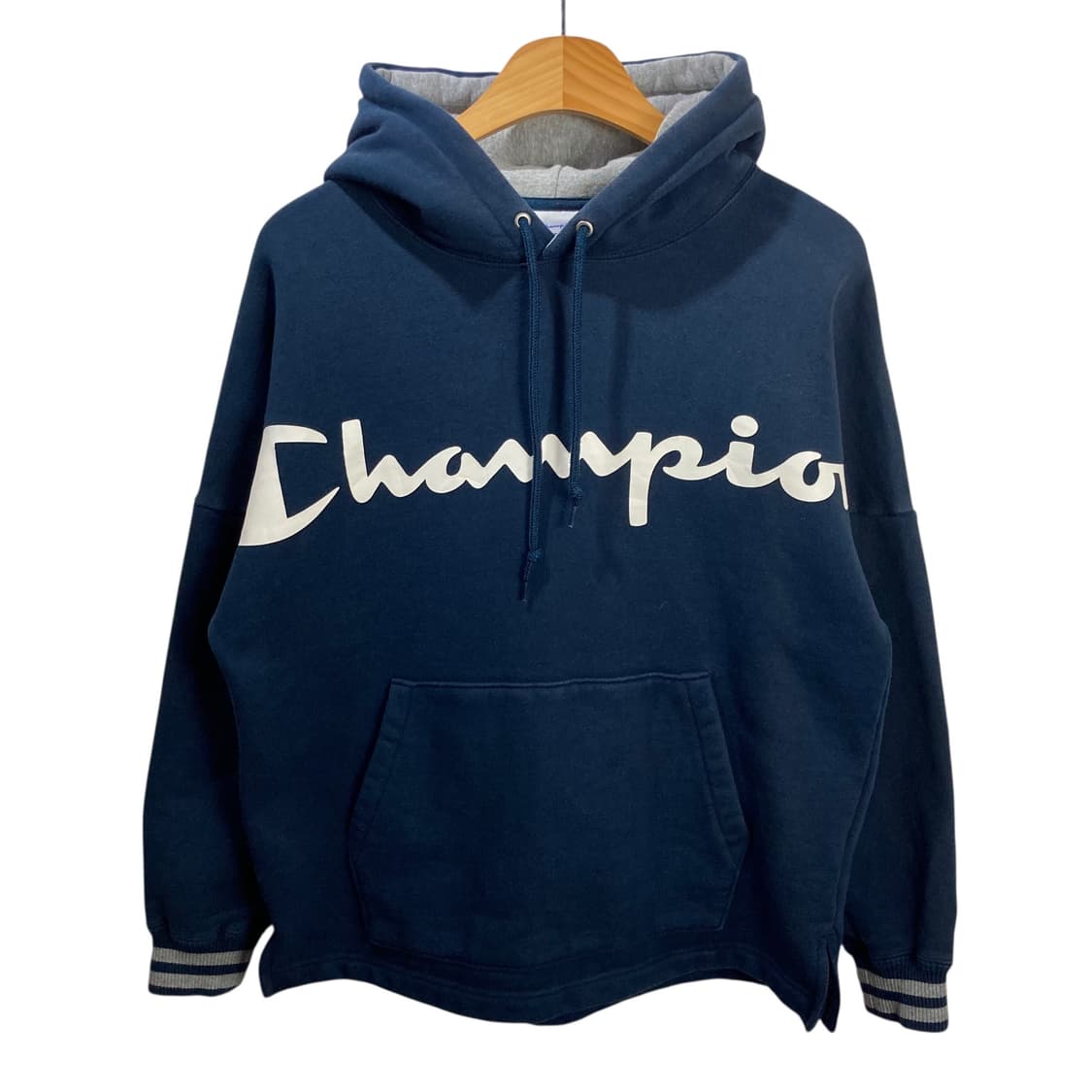 챔피온 헤비스웻 빅로고 네이비 후드 상품이미지2