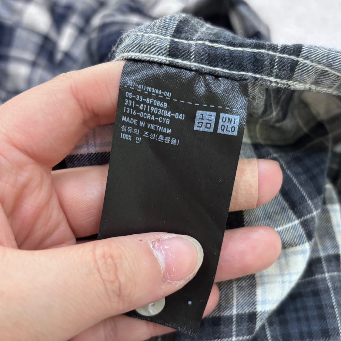 L 유니클로 체크 패턴 긴팔 셔츠 0427E 상품이미지4