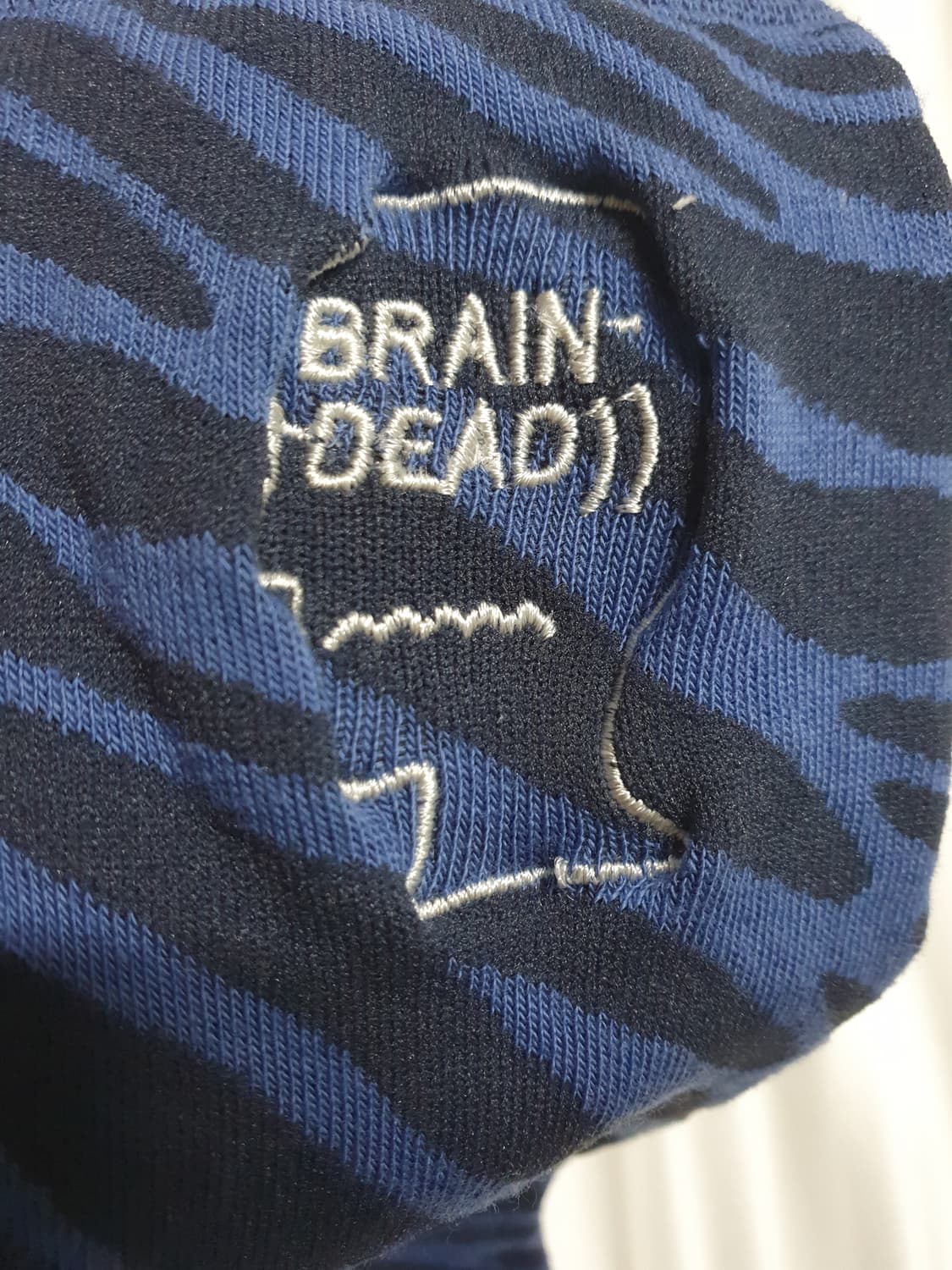 블루 네이비 지브라 얼룩말 브레인 데드 로고헤드 드레스 삭스 양말 상품이미지8