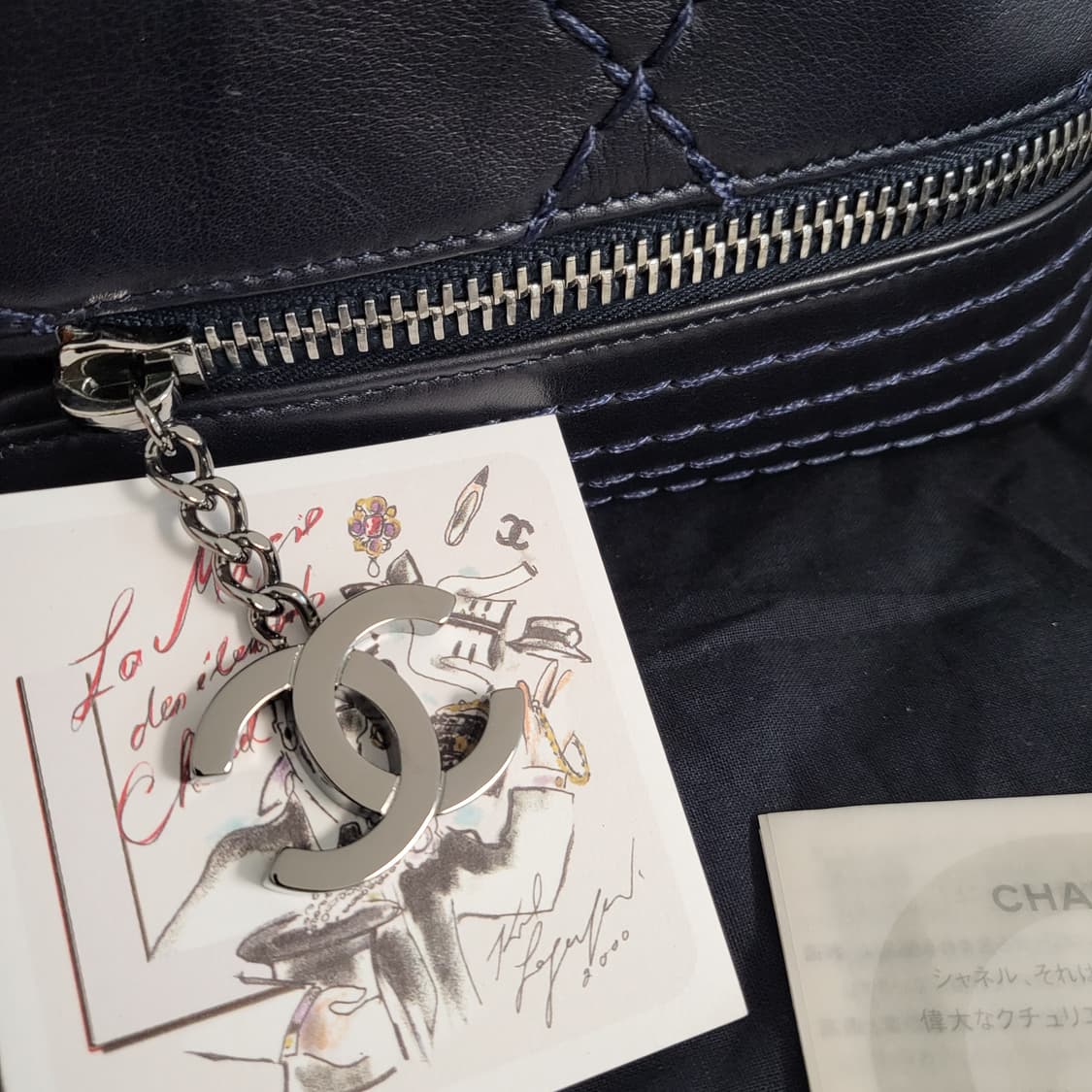 CHANEL 샤넬 정품 램스킨 CC 퀼팅 은장체인 투체인 숄더백 크로스백 상품이미지5