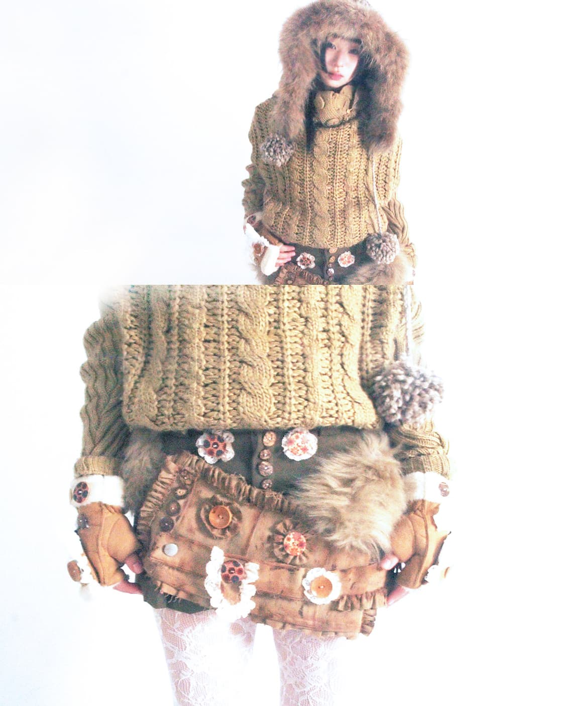 Custom🐾)Flower/lace thick belted skirt 상품이미지1