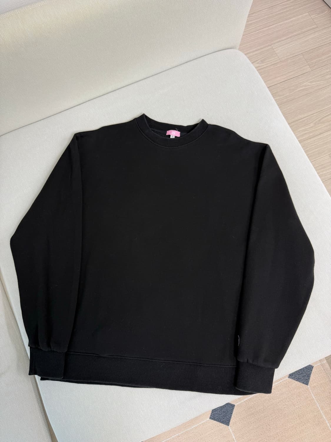 기모 검정 박시 맨투맨(남여공용) 상품이미지1