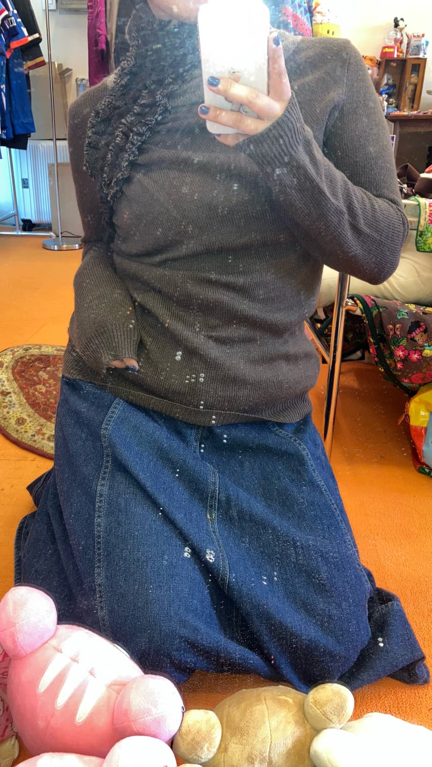 빈티지 러플 포인트 터틀넥 니트 상품이미지2