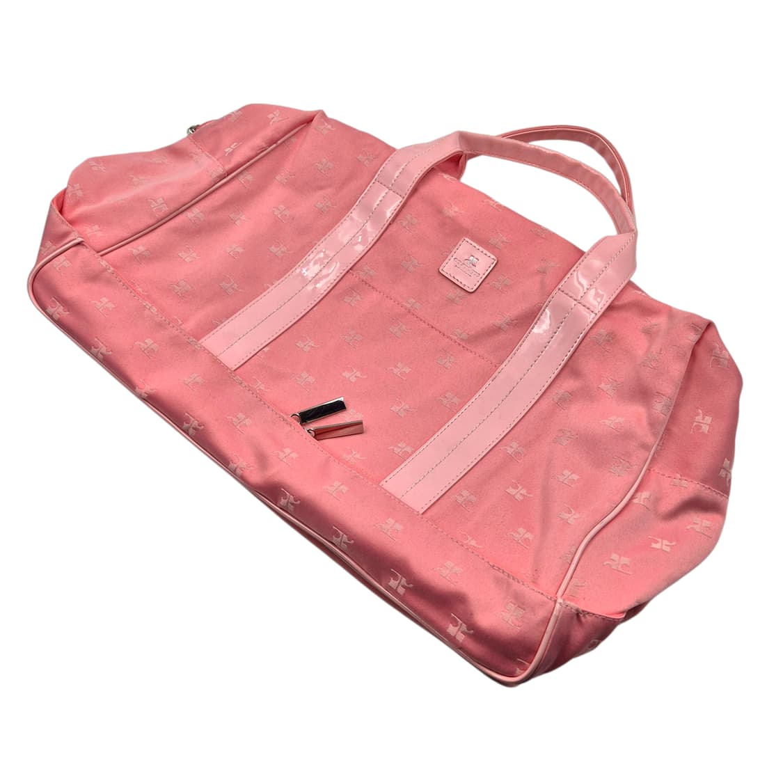 00s 꾸레쥬 핑크 로고 자수 에나멜 빅 볼링백 상품이미지2