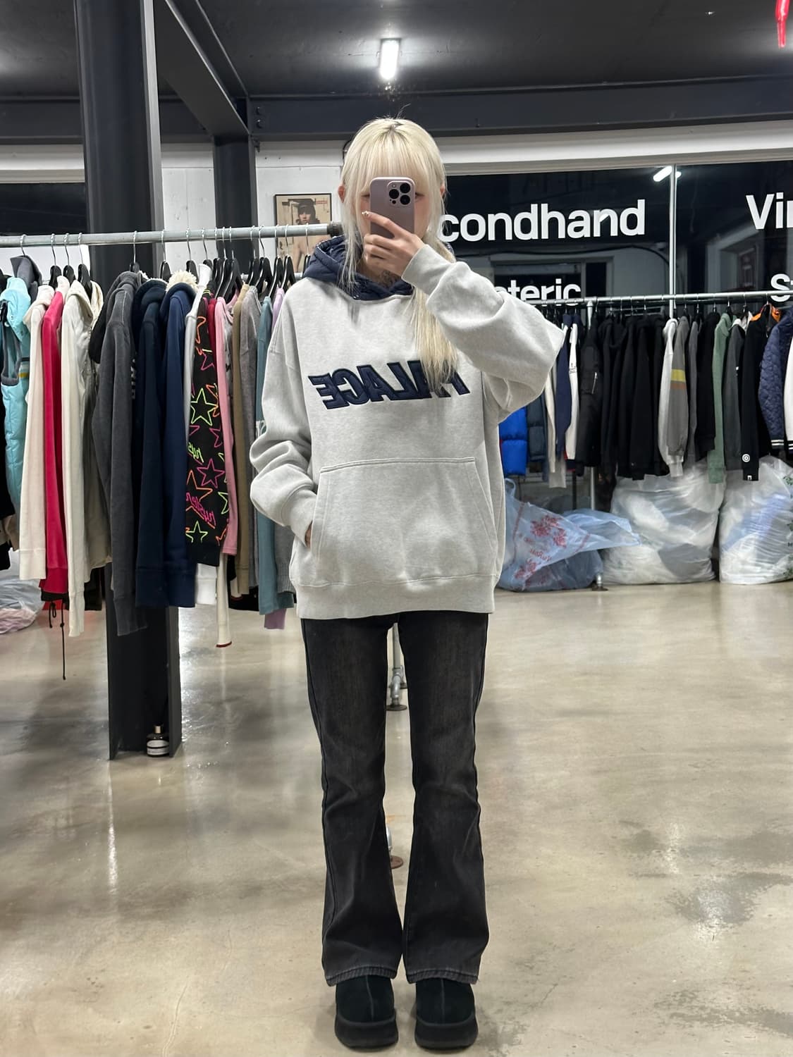 팔라스 패딩모자 오버핏 후드티 상품이미지3