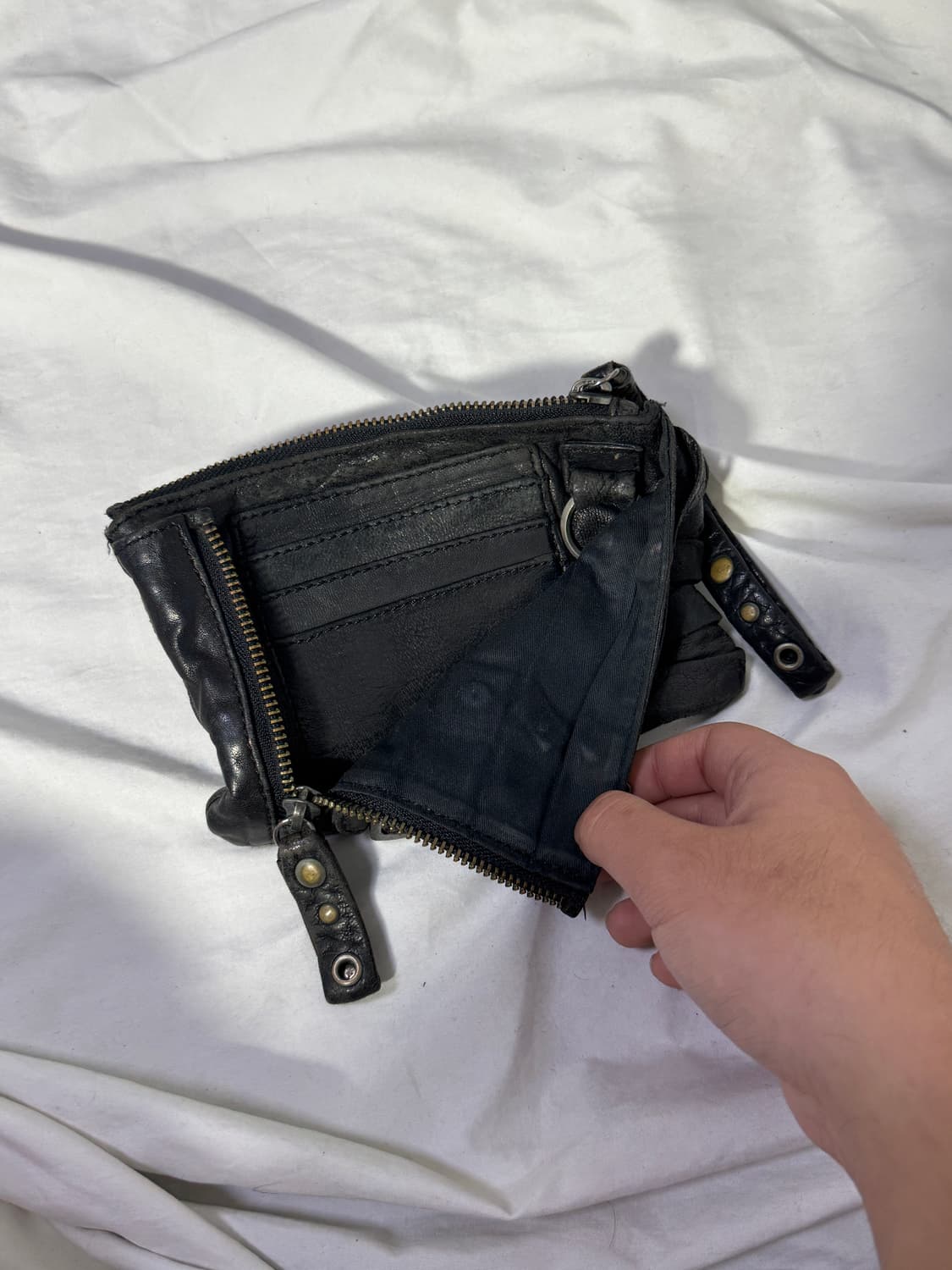 디젤 블랙 골드 버클 스트랩 스터드 레더 지갑 y2k 펑크 상품이미지5